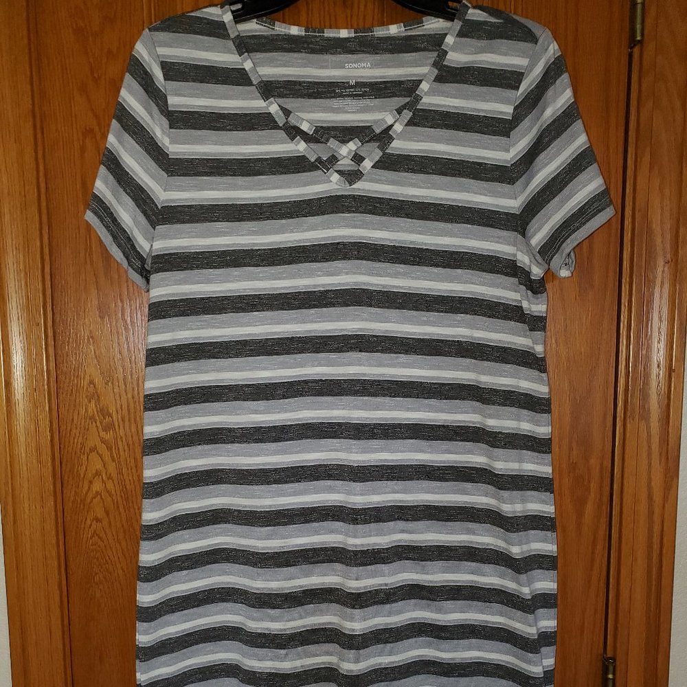 Sonoma Multi gray colored striped short dress, size Med